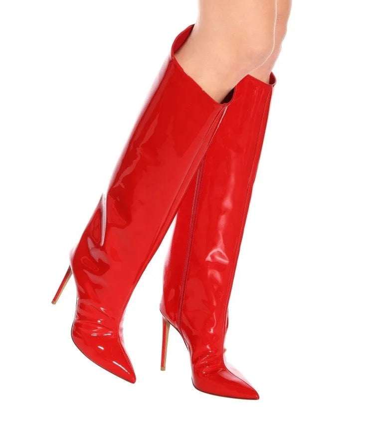 Satin Pump Heel Boots