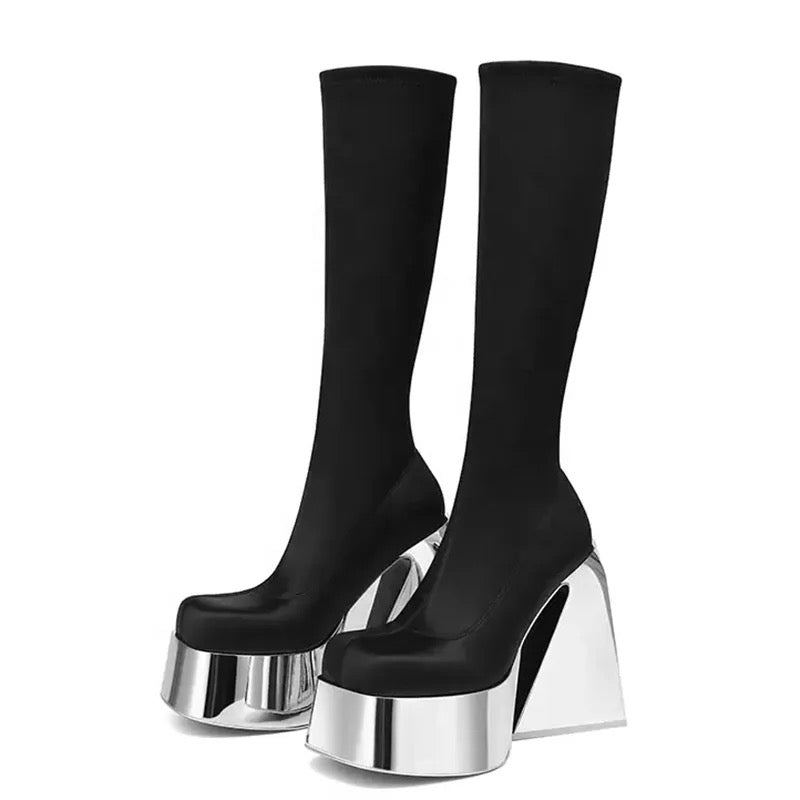 Chrome Bottom Heel Boots - Dupe Department 