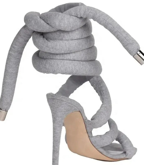 Grey Cross Puff Heels - Dupe Department 