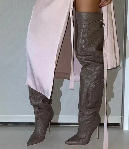 Thigh High Zipper Boots