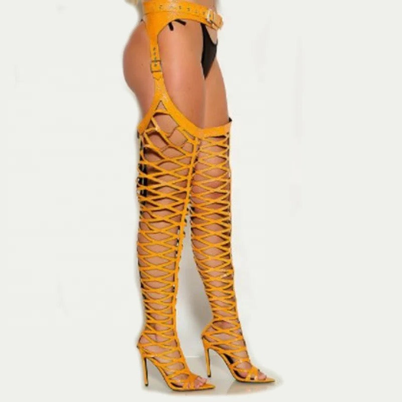 Hollow Out Pants Heels - Dupe Department 