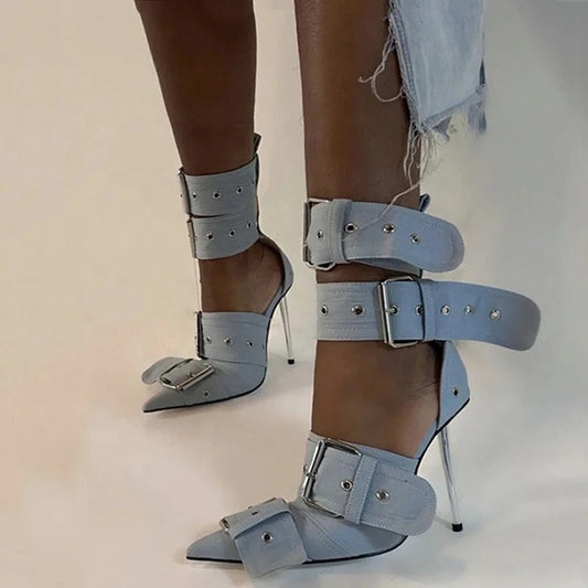 Strapped Up Buckle Heels - Dupe Department 