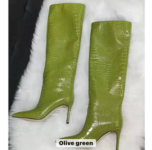 Fluorescent Animal Print Heel Boots - Dupe Department 
