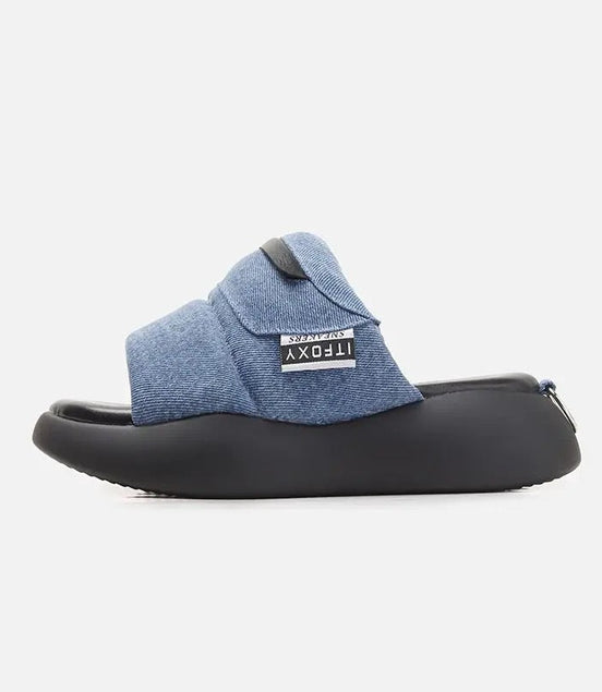Denim Pouch Slides