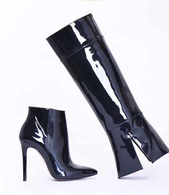 Double Dose Patent Heel Boots - Dupe Department 