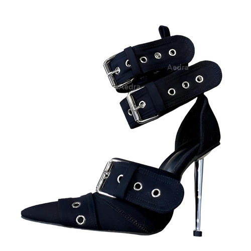 Strapped Up Buckle Heels - Dupe Department 