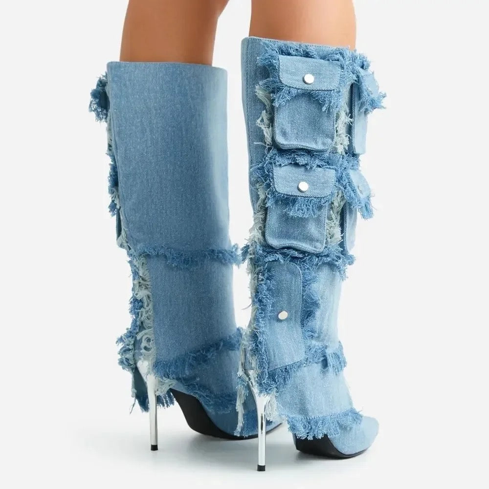 Tassel Pocket Heel Boots