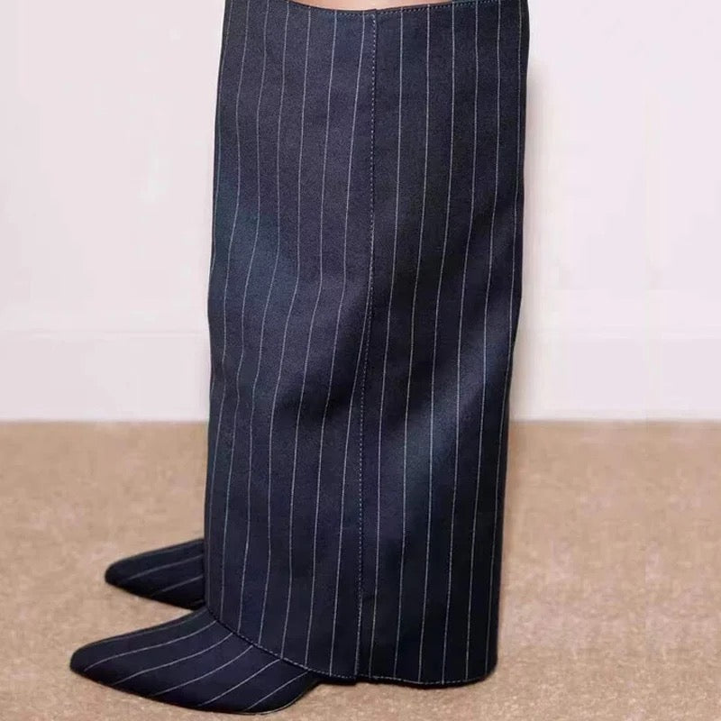 Blue Striped Boots
