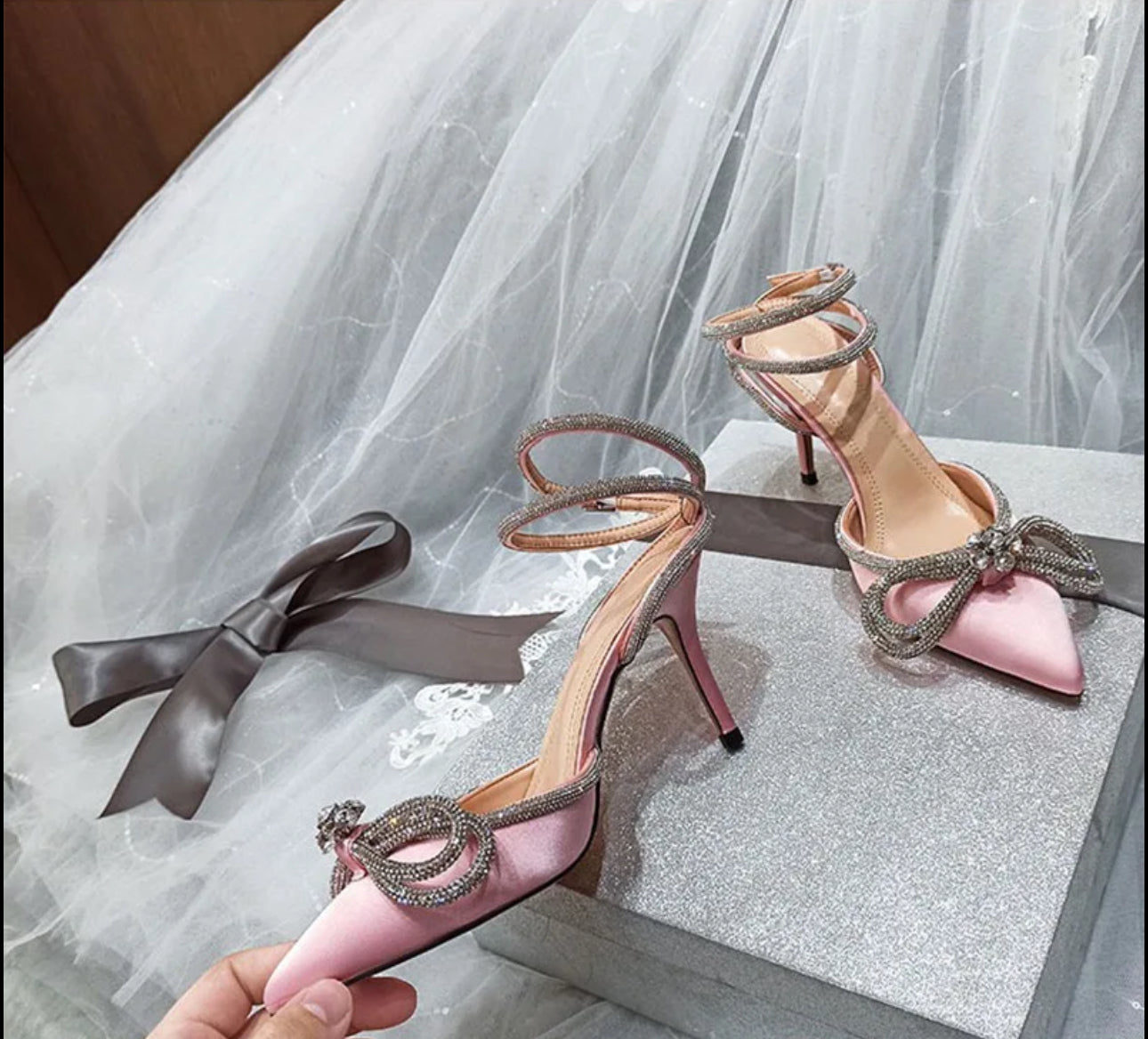 Crystal Bow Heels