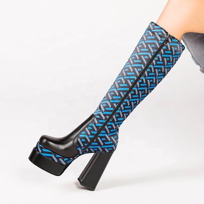 Geo Print Heel Boots - Dupe Department 