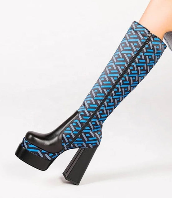 Geo Print Heel Boots - Dupe Department 