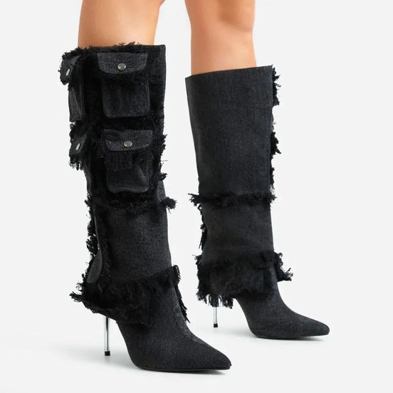 Tassel Pocket Heel Boots