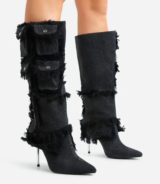 Tassel Pocket Heel Boots