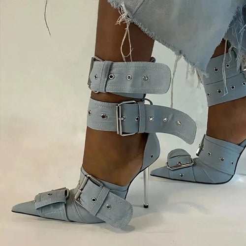 Strapped Up Buckle Heels - Dupe Department 