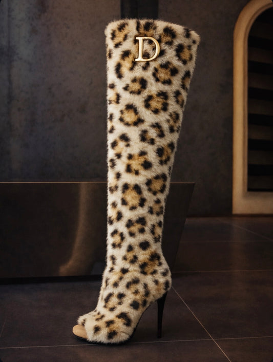 Fur Seasons™ Leopard Couture Heel Boots