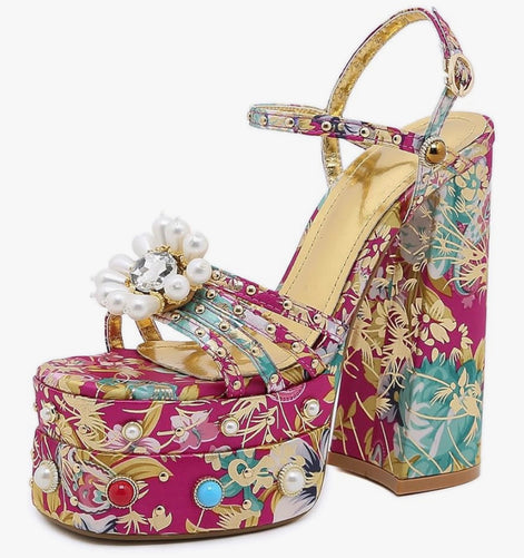 VersaFloral Platform Heels