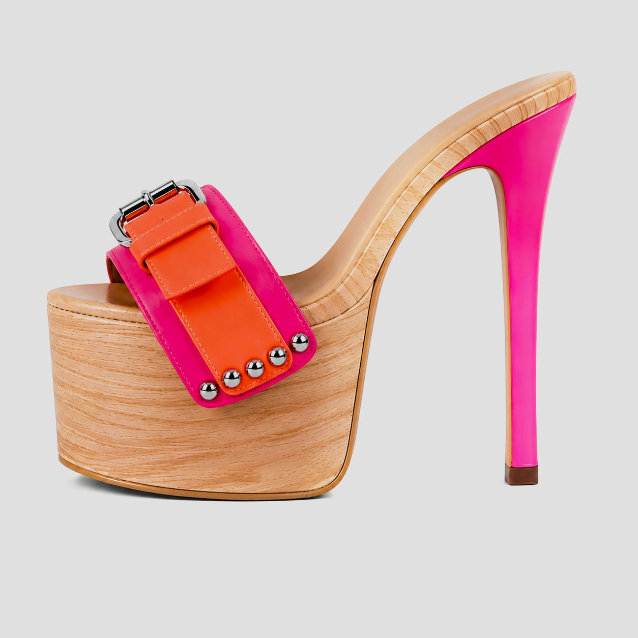 Velour Buckle Platform Heels – Sunset Pop Muse