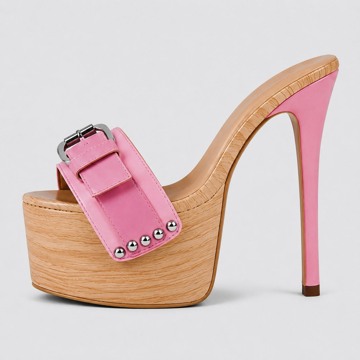 Velour Buckle Platform Heels – Cotton Candy Muse