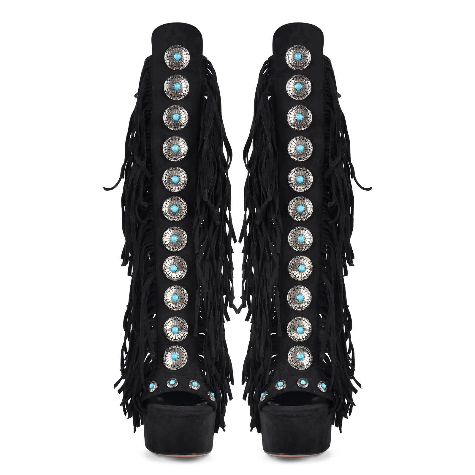 Mojave Goddess Fringe Gladiator Heels