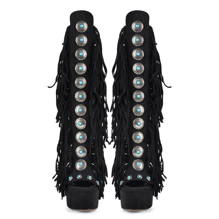 Mojave Goddess Fringe Gladiator Heels