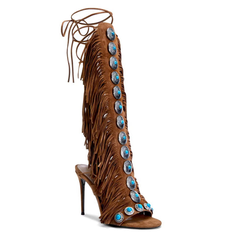 Mojave Goddess Fringe Gladiator Heels