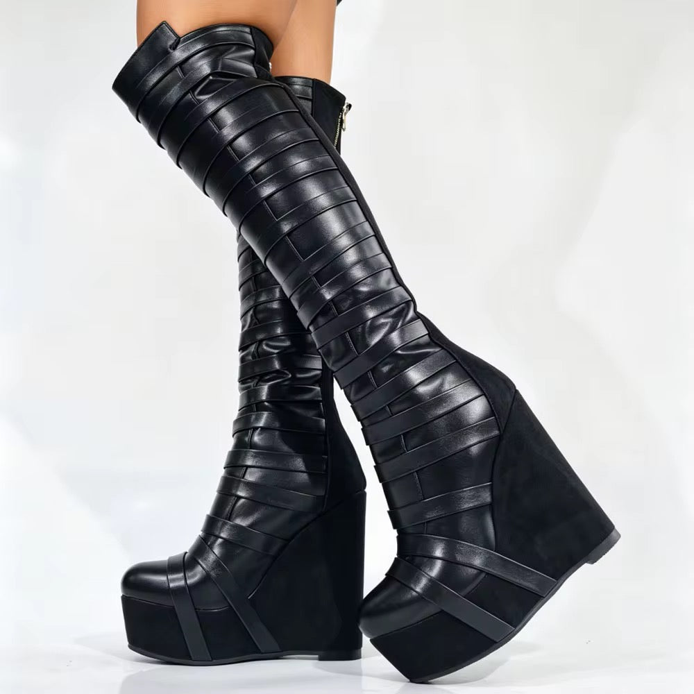 Noir Empress Wedge Boots
