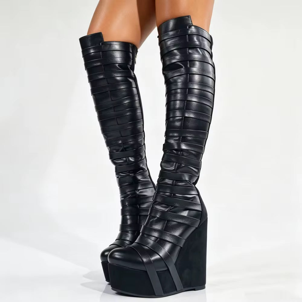 Noir Empress Wedge Boots