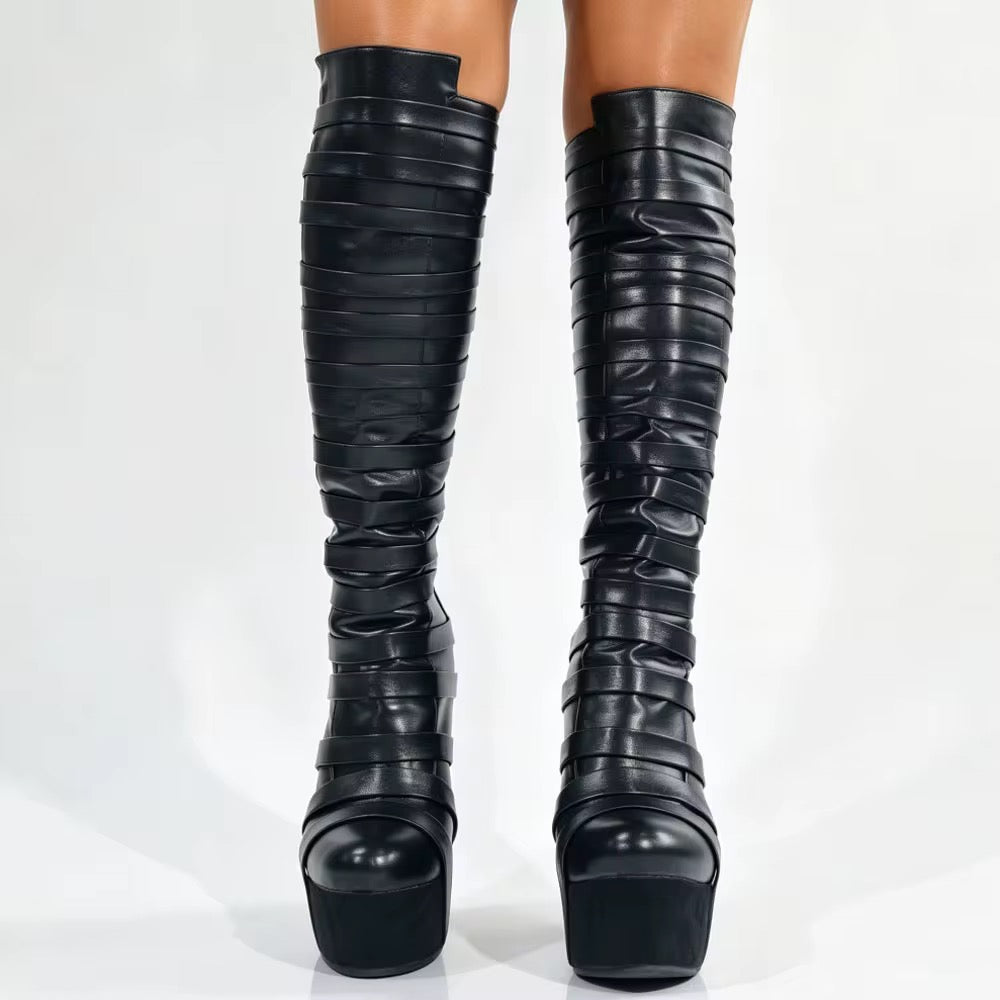 Noir Empress Wedge Boots