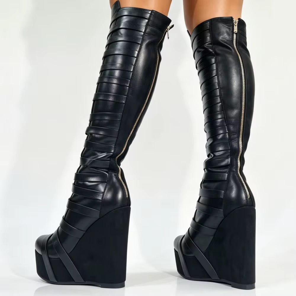 Noir Empress Wedge Boots