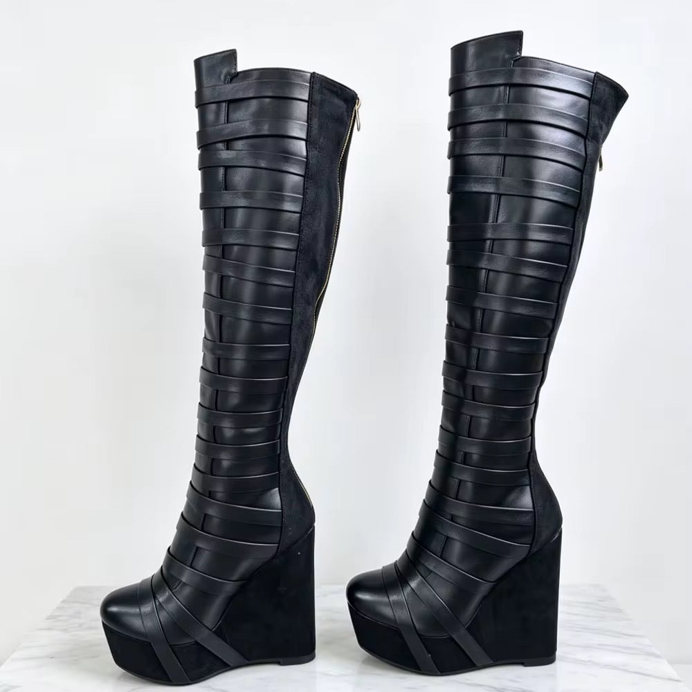 Noir Empress Wedge Boots