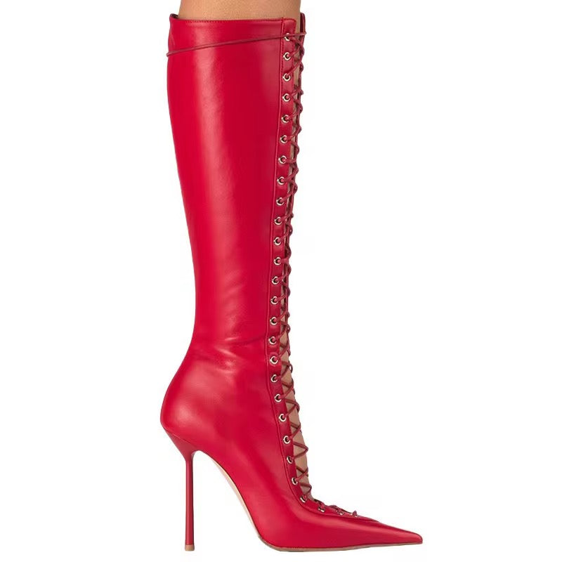 Lace Up Stiletto Boots