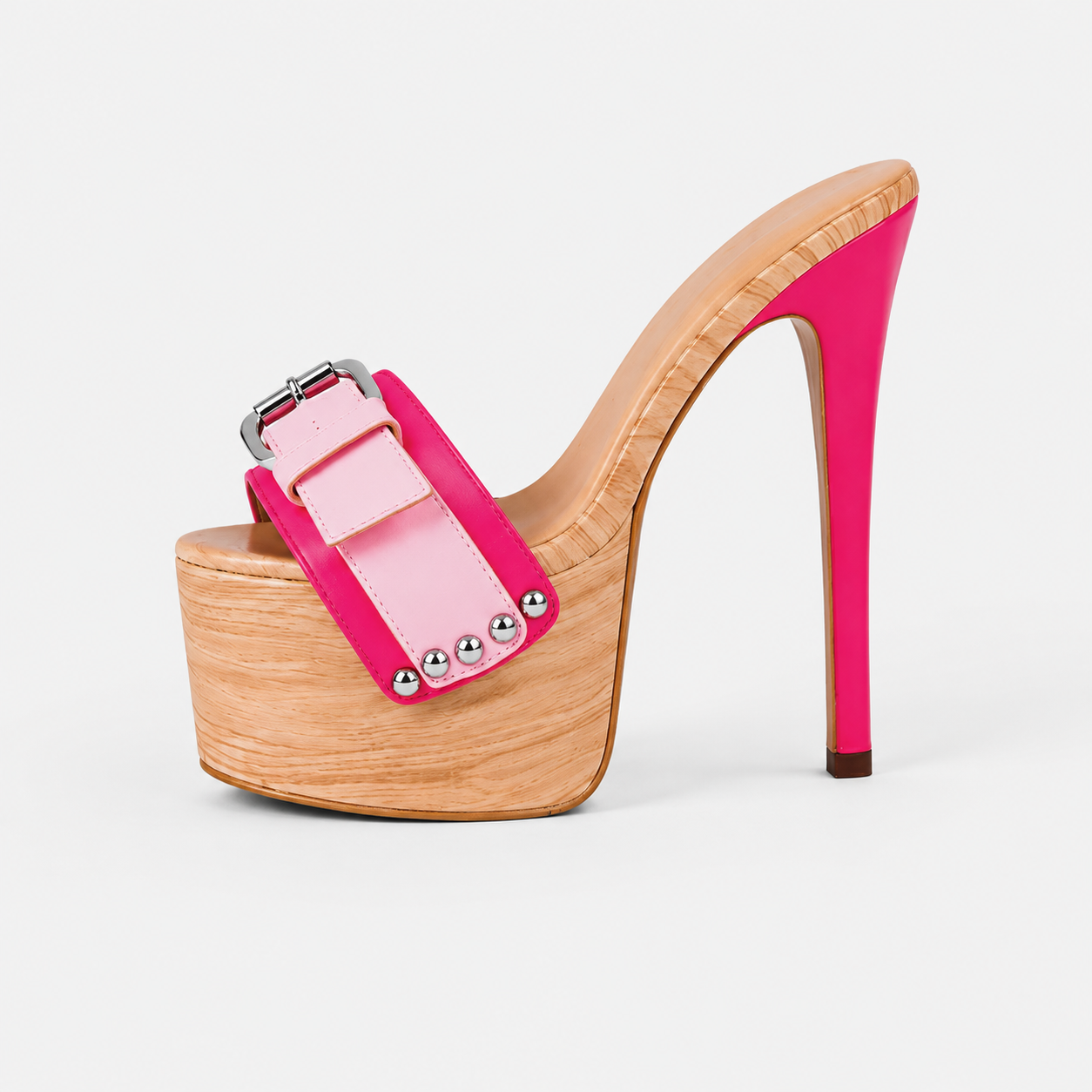 Velour Buckle Platform Heels – Bubblegum Muse