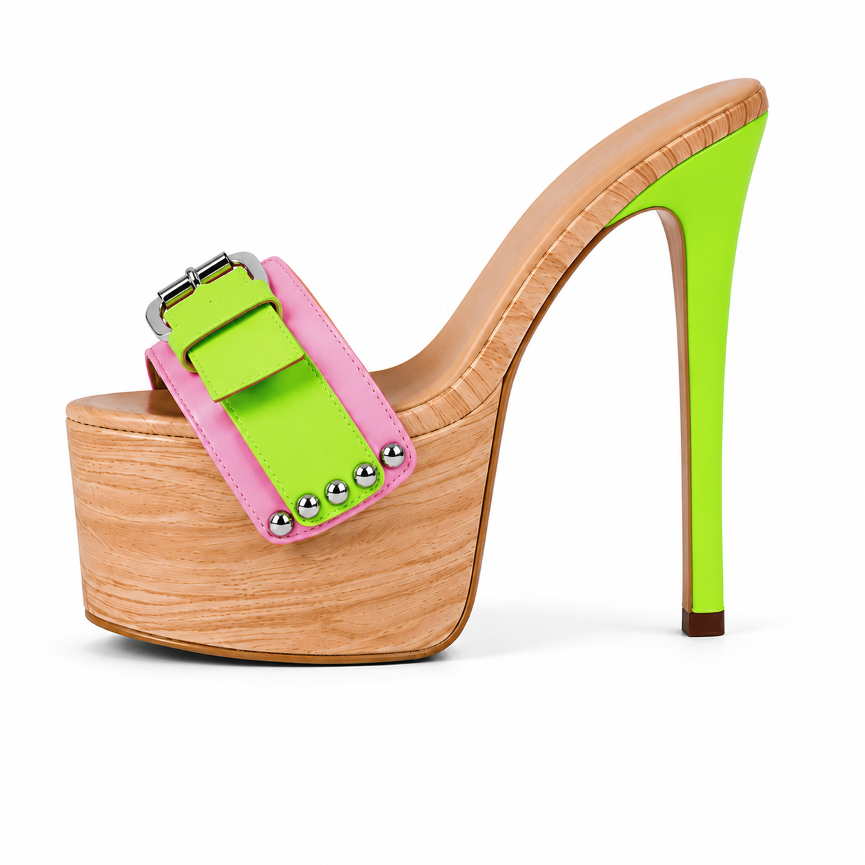 Velour Buckle Platform Heels – Electric Sorbet Muse