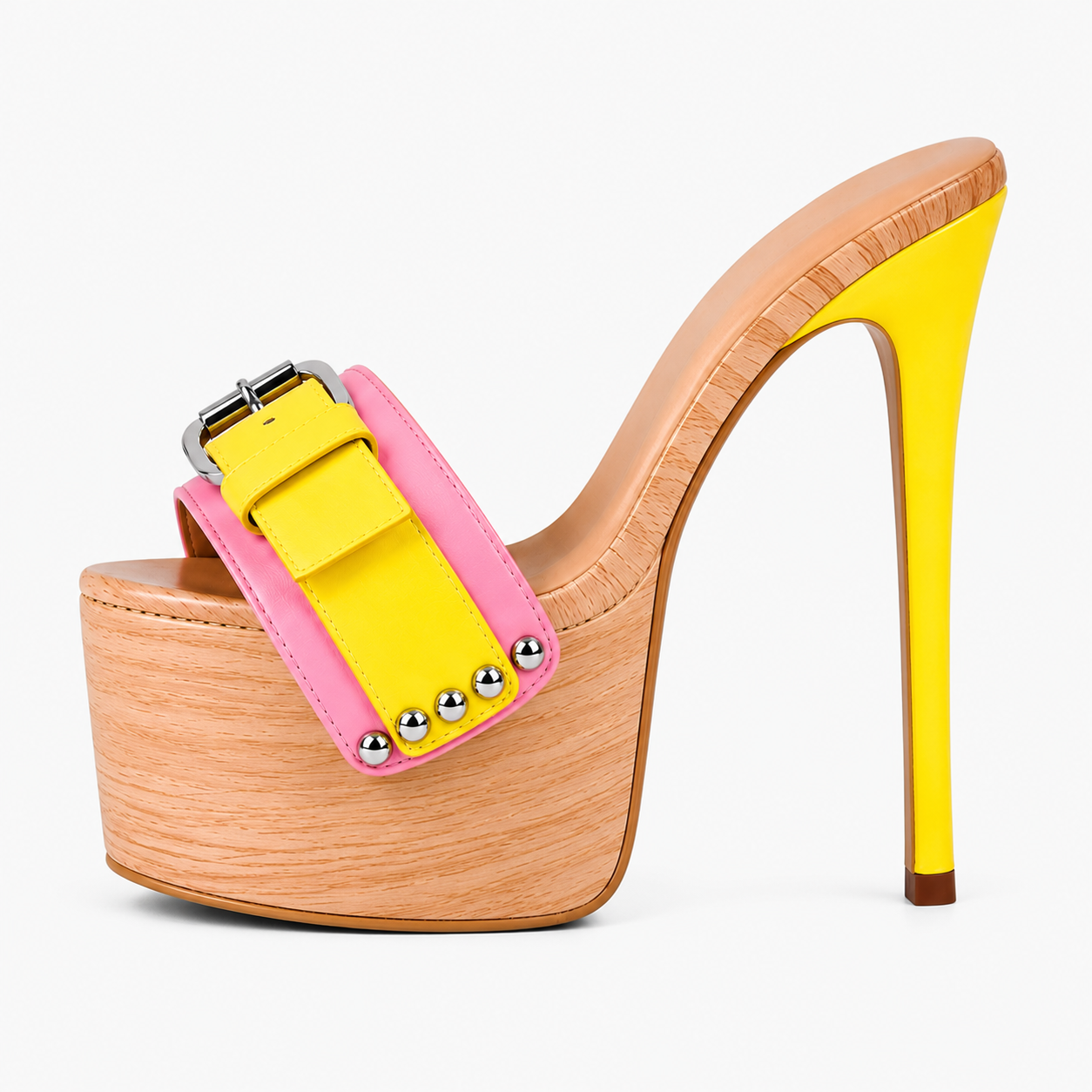 Velour Buckle Platform Heels – Lemon Sorbet Muse
