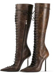 Lace Up Stiletto Boots