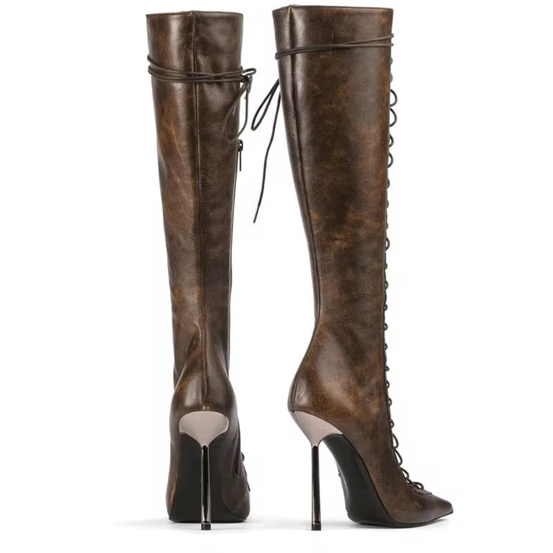 Lace Up Stiletto Boots