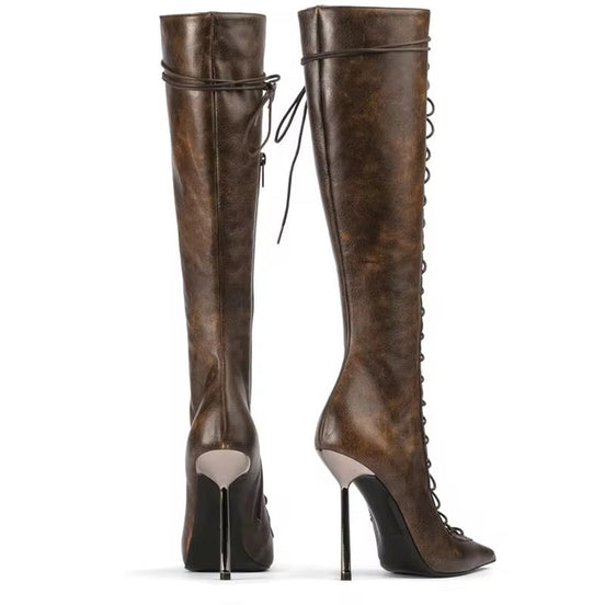 Lace Up Stiletto Boots