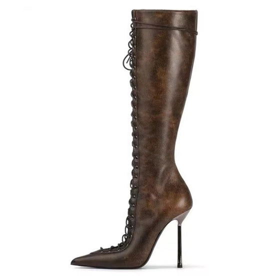 Lace Up Stiletto Boots