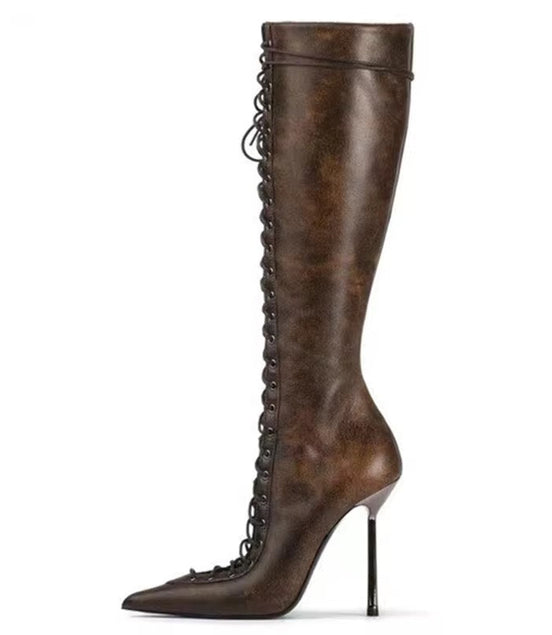 Lace Up Stiletto Boots