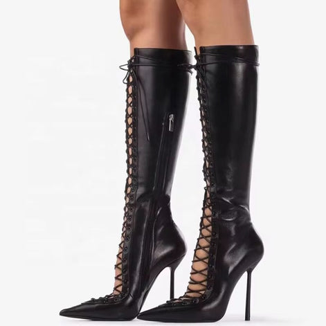 Lace Up Stiletto Boots