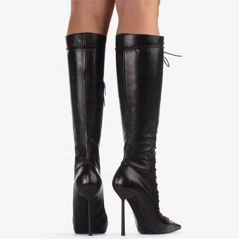 Lace Up Stiletto Boots