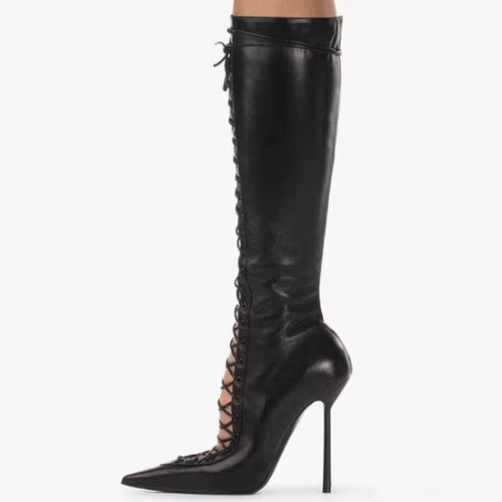 Lace Up Stiletto Boots
