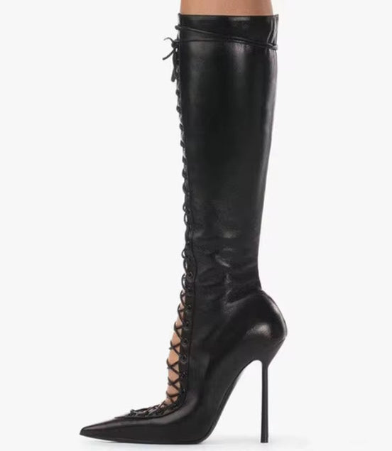 Lace Up Stiletto Boots