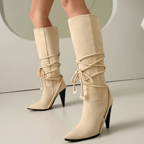 Cross Rope Heel Boots
