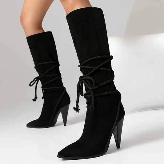 Cross Rope Heel Boots