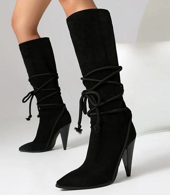 Cross Rope Heel Boots