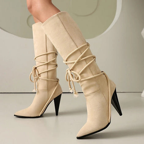 Cross Rope Heel Boots