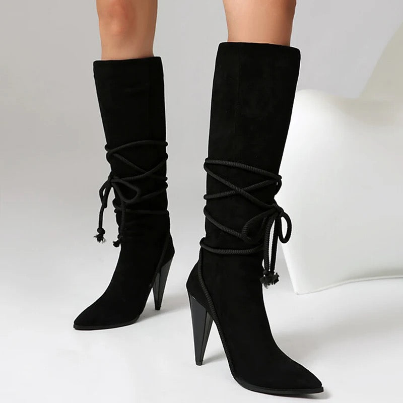 Cross Rope Heel Boots