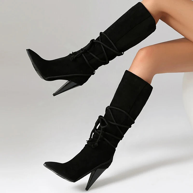 Cross Rope Heel Boots