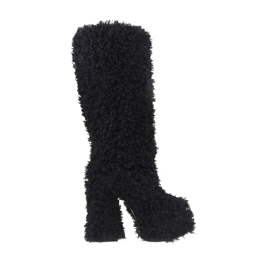Teddy Curl Heel Boots